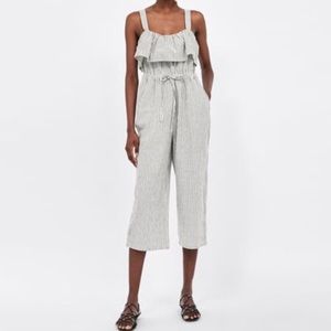 Zara Striped Jumpsuit with Ruffles
